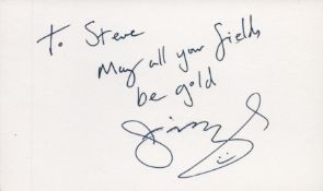 Sting, musician. A signed and dedicated 6x4 card with the quote, 'May all your fields be gold'. Good