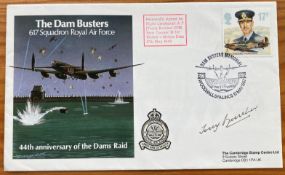 WW2 rare Dambuster Flt lt A F Tony Burcher DFM signed 44th ann 617 Sqn The Dam Busters cover with