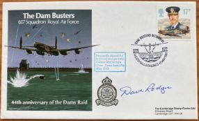 WW2 rare Dambuster Dave Rodger DFC signed 44th ann 617 Sqn The Dam Busters cover with special