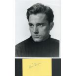 Richard Burton signed 5x3 album page and 10x8 inch vintage black and white photo. Good condition.