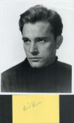 Richard Burton signed 5x3 album page and 10x8 inch vintage black and white photo. Good condition.