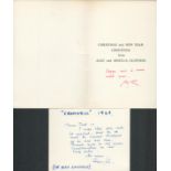 Alec Guinness signed ALS white card titled Cromwell 1969 and Christmas card taken from the