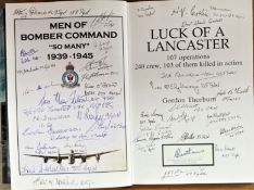 WW2 multiple signed hard back book Luck Of A Lancaster Signed 39 WW2 RAF Bomber Command Veterans.