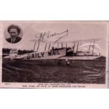 Henri Salmet signed Daily Mail Aeroplane Tour 1914 vintage black and white post card photo. Henri