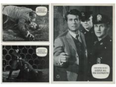 3 x medium size black and white film posters Jerry Cotton Fall Nr.1 Schüsse Dem Geigenkasten (