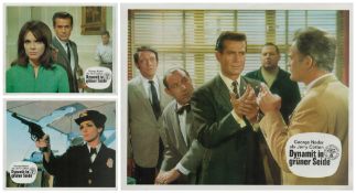 3 x medium size colour film posters George Nader als Jerry Cotton Dynamit in Gruner Seide (1968)