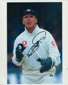 Cricket Alec Stewart signed 10x8 inch colour photo pictured in action for England in test match