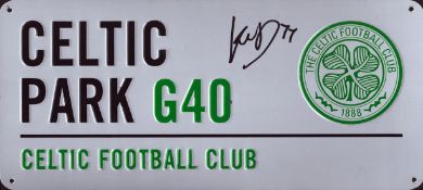 Football Karamoko Dembele signed Celtic Park G40 Celtic Football Club metal road sign. Good