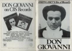 Joseph Losey's film of Mozart's (Don Giovanni The Opera/The Film) booklet. Good condition Est.