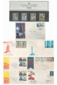 Stamps collection of Seven First Day Covers, all Containing stamps, Some are Postmarked. Included is