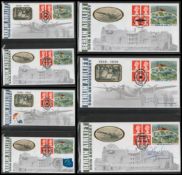 FDC Collection of 7 50th Anniversary Berlin Airlift Benhams Silk Cachet FDCs, Which 2 Are Signed