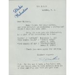 British Singer Dickie Valentine Signed TLS Undated on Personal Headed Paper. Signed in blue ink.