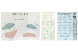 Sport collection 3 multi signed sheets Football and cricket includes Chelsea signed sheet from the
