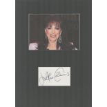 Jackie Collins, 1937-2015, Novelist Signed Card With 11x15 Mounted Photo. Good condition. All