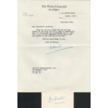 English Journalist Ernest W Swanton CBE Signed TLS Dated 24th June 1952 on The Daily Telegraph