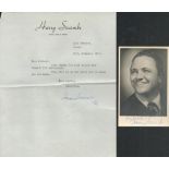 Welsh Comedian Sir Harry Secombe Signed TLS Dated 20th Nov 1952 With a Signed Black and White