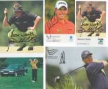 Golf collection 6 fantastic, signed promo photos names included are Ernie Els, Bernhard Langer,