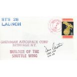 Space. NASA astronaut David Leestma Signed STS 28 Launch FDC. USA 25c Stamp with Aug 8th, 1989,