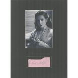 Deborah Kerr, 1921-2007, Actress Signed Page With 11x15 Mounted Photo. Good condition. All