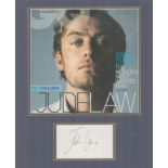 Jude Law Actor Signed Card With 10x12 Mounted Photo. Good condition. All autographs are genuine hand