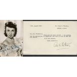 English Entertainer Googie Withers CBE Signed TLS Dated 15th August 1952 with a Printed Signature on