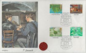FDC P. Cornwell four stamps plus double postmarks Lennon and McCartney 14th May 1985. Wax Seal