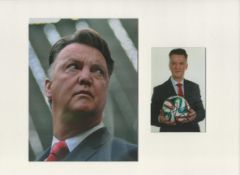 Louis Van Gaal Signed. 2 colour photos. 1 x 5.5x3.5 Inch signed photo. plus 1 x 9.5x7 Inch unsigned.