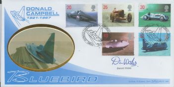 Donald Wales signed FDC. Donald Campbell 1921-1967. Bluebird. Five Stamps plus double postmarks.