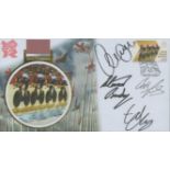 Burke, Clancy, Kennaugh, Thomas - Cycling signed London 2012 gold collection FDC. Good condition.