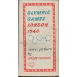 Olympic Games London 1948 - How to get there by London Transport map. Good condition. All autographs