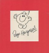 Roger Hargreaves signed 8x7 inch approx mounted Mister Men illustration. Good condition. All