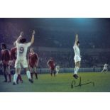 Football Autographed Peter Lorimer 12 X 8 Photo: Col, Depicting The Moment Leeds United's Peter