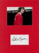 Chris Lawler Signed Card With Manchester United 11x15 Mounted Photo. Good condition. All