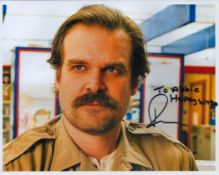 David Harbour signed 10x8 inches colour photo dedicated. Good condition. All autographs are