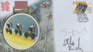 Hindes, Kenny and Hoy - Cycling signed London 2012 gold collection FDC. Good condition. All