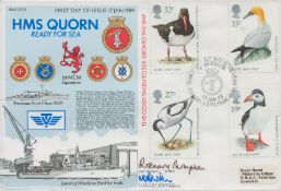 Lady Thompson and NDB Williams signed HMS Quorn cover. Good condition. All autographs are genuine