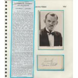 Music Lawrence Tibbett signed piece approx 3 x 2 inches, fixed to A4 page with corner mounts and b/w