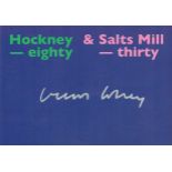 David Hockney, a signed (in silver ink) 8X6 promotional card. The card was produced in 2017 for