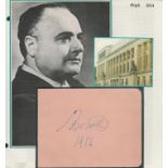 Beniamino Gigli Italian opera singer, large, autographed album page set on A4 sheet with corner
