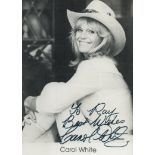 Carol White signed 7x5inch black and white photo. Dedicated. Good condition. All autographs are