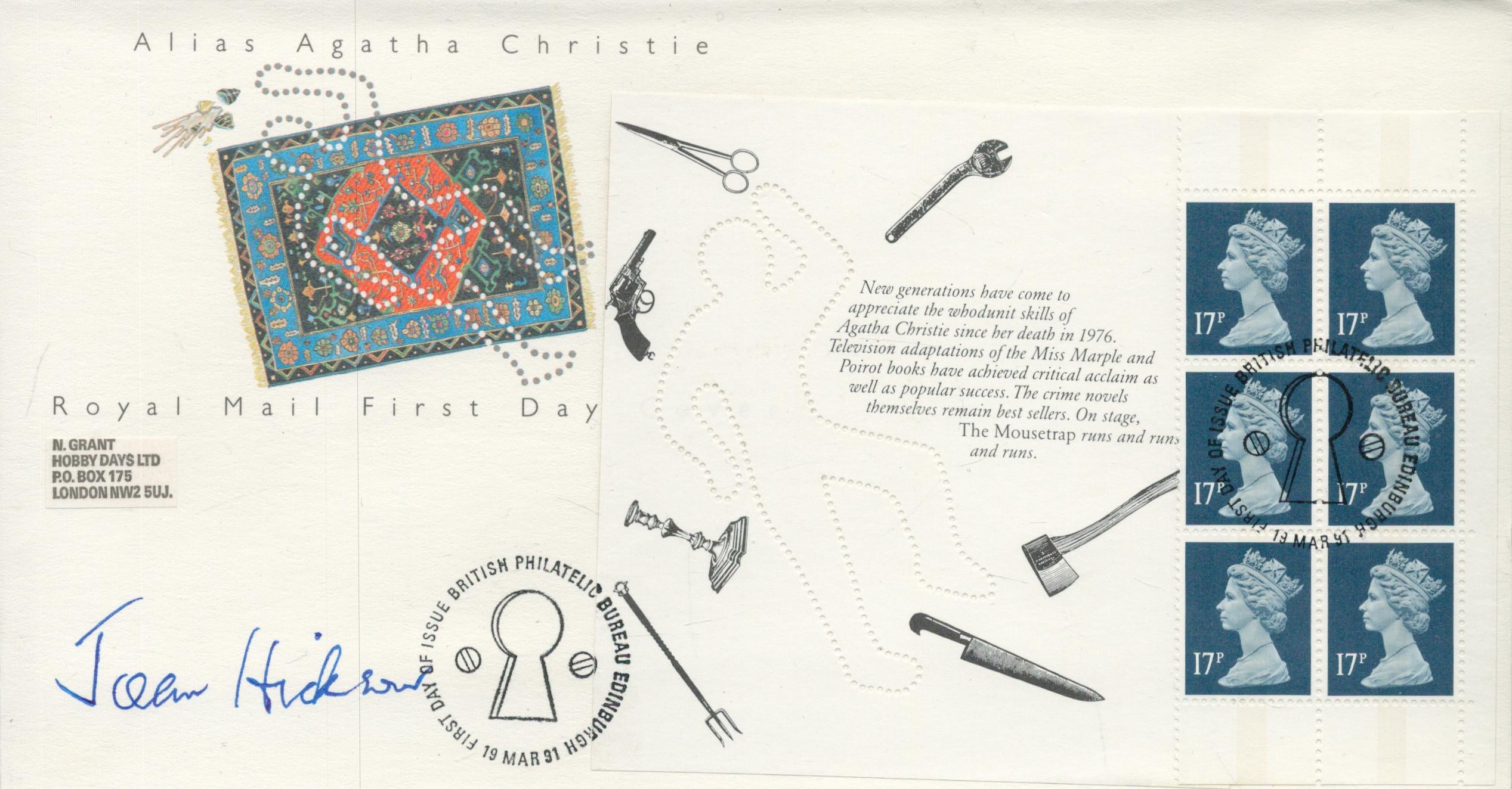 Joan Hickson, a signed 'Alias Agatha Christie' FDC. Fondly remembered for her role as Agatha