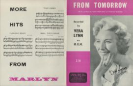Vera Lynn English Singer & Entertainer Signed Vintage Sheet Music 'From Tomorrow'. Good condition.
