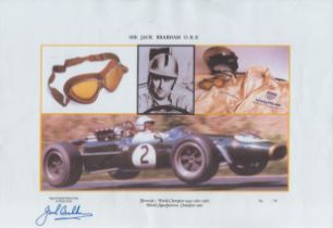 Sir Jack Brabham O.B.E signed 16x12 inch overall limited edition montage print one of fifty