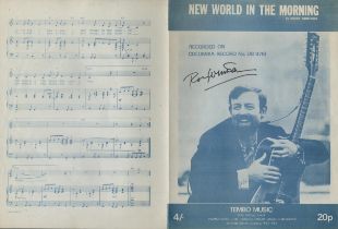 Roger Whittaker British Singer Signed Vintage Sheet Music 'New World In The Morning'. Good