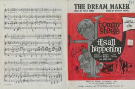 Tommy Steele English Entertainer Signed Vintage Sheet Music 'The Dream Maker'. Good condition. All