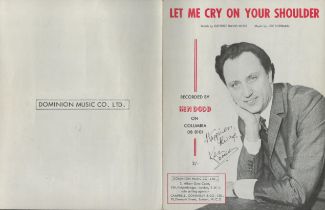 Ken Dodd English Comedian & Singer Signed Vintage Sheet Music 'Let Me Cry On Your Shoulder'. Good