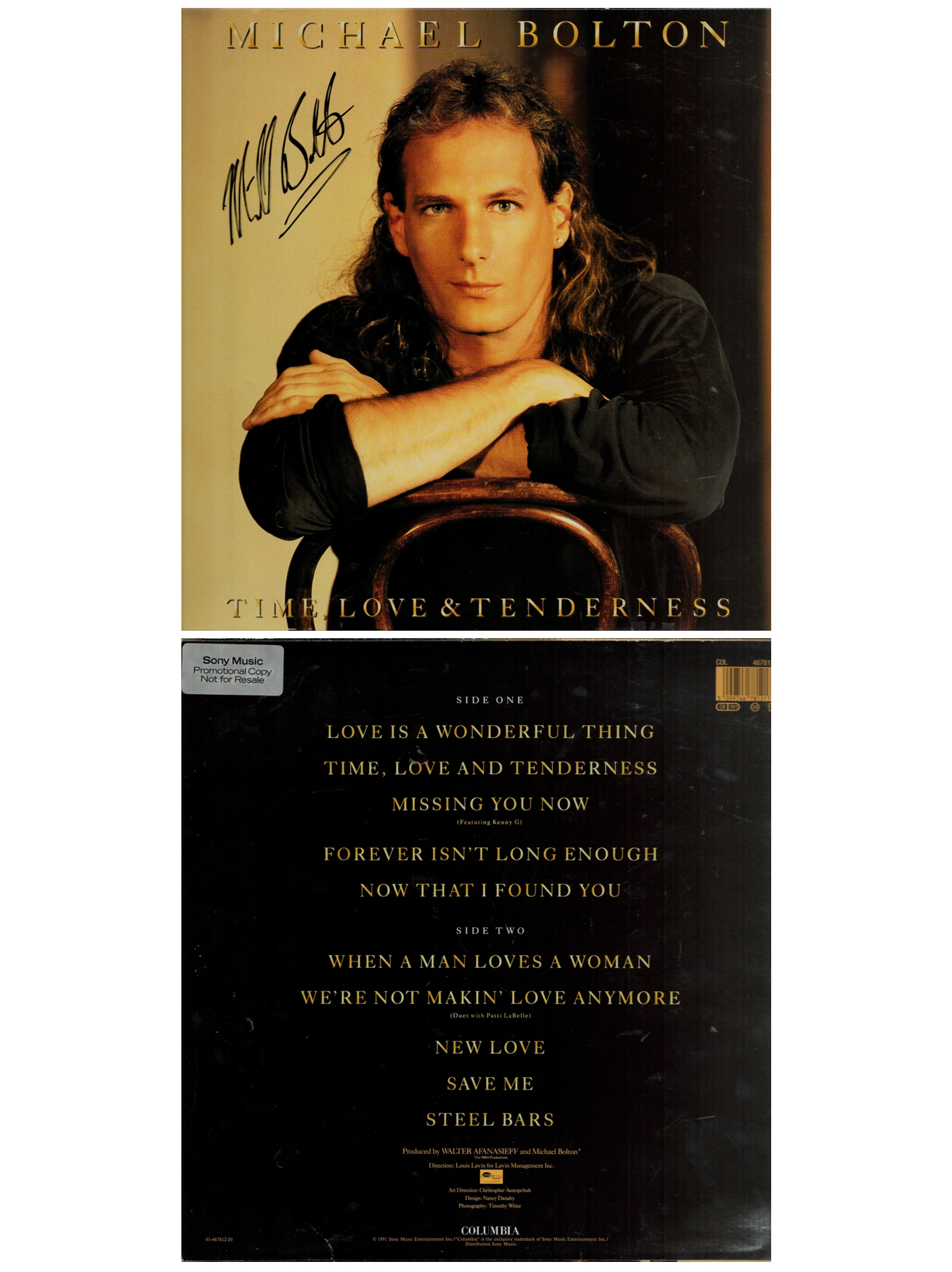 Michael Bolton American Singer And Songwriter Signed 1991 Lp Record 'Time Love & Tenderness'. Good