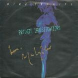 Dire Straits, a vinyl 7" single of Private Investigations (1982). Signed to the front cover by