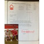 Brian Clough signed typed signed letter 1980 on Football Notts Forest letterhead replying to