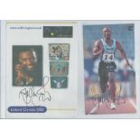 Athletics Linford Christie signed 8x4 colour photo and 8x6 colour promo photo affixed to A4 sheet.